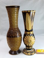 Szépen faragott nagyméretű fa vázák együtt eladók 31 és 28 cm. magasak