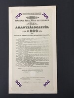 Magyar Általános Hitelbank Aranyzáloglevél 100 USA Dollár Kitöltetlen!!!