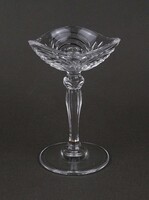 1U899 Jelzett olasz talpas kristály gyertyatartó 12.5 cm