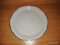 Antik Zsolnay porcelán arany csíkos kerek kínáló asztalközép - 29,5 cm (6p)