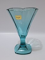 Vintage francia türkizkék Luminarc kehely pohár, fagyis kehely, 15 cm