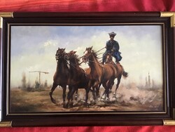 Bán Tibor lovas festmény 80x50cm.