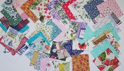100 db 10x10 és 8x8 cm méretű növény mintás pamutvászon csomag NV2