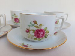 Csodaszep regi rozsas MZ porcelan teas cseszek