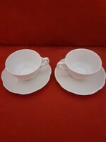 Zsolnay fehér porcelán mokkás, kávés csésze pár alátét tányérral.