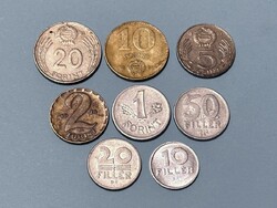 Magyar Népköztársaság érmesor 8 db 10 fillér 20 fillér 50 fillér 1 2 5 10 20 forint egyben