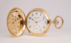Antique, IWC Schaffhausen, 14 carat gold, double-cover pocket watch, 1915