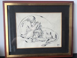 Borsos Miklós rézkarc 55x45cm.