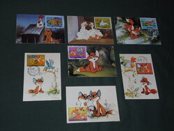 Képeslap,7 db CM sor,MOKÉP,mozi,Pannónia filmstúdió,VUK a róka,rajzfilm,grafikai,Füzesi Zsuzsa,1982-