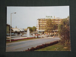 Képeslap,Makó,Lenin tér,park,szökőkút,utca látkép,részlet, 1982-