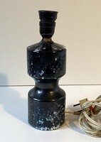 RETRO  KERÁMIA ASZTALI LÁMPA ERNYŐ NÉLKÜL, FEKETE ALAPON KÉK FOLYATOTT MÁZZAL 27 CM