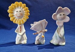 Napraforgó, lepke ,pillangó , rószaszín virág  porcelán figurák