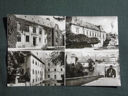 Képeslap,Mosonmagyaróvár,mozaik,tanácsháza,vár,múzeum,gimnázium látkép,részlet, 1965-