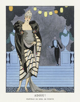 'Viszlát'. Art deco plakát reprodukciója, francia poszter, 70*50 cm, vintage divat illusztráció