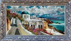 Kabul Adilov: Tengerparti város - keretezve:62x112cm - alkotás:50x100cm - száma: KA25/203M