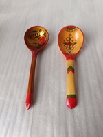 Fa festett-mázas dísz kanalak, népi díszítéssel, szovjet termék