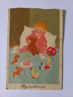 Régi rajzos 50 filléres  képeslap Réber László Hogy múlik az idő....1962
