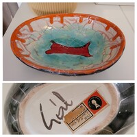 Gál Béla RETRO zsűrizett tarka kerámia asztalközép