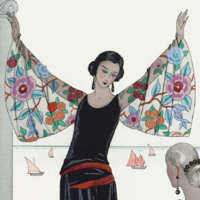 Csodaszép art deco /1923/ plakát reprodukciója, francia poszter, 70*50 cm, Vitorláshajók a háttérben