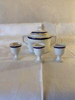 Zsolnay régi porcelán reggeliző készlet darabjai, cukortartó, lágytojás tartó 1926-28