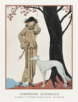 Hölgy agár kutyával, art deco /1922/ plakát reprodukciója, francia poszter, 70*50 cm