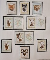 Trófeák, 9 db postatiszta bélyeg, ebből 3 dupla, 1966-os kiadás. Első tulajdonostól. Hibátlan,