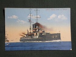 Képeslap,Osztrák Magyar Haditengerészet légierő,Tegetthoff csatahajó,katona,honvéd,matróz levél,1915
