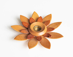 Mid-century modern design lótusz virágkehely formájú fa gyertyatartó