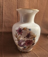 Hollóházi porcelán váza, búzavirág motívum, hibátlan állapotban