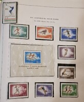 Atlétikai EB. Sor és Blokk, 9 db postatiszta bélyeg, és 1 vágott blokk 1966-os kiadás. Hibátlan