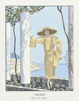 'Amalfi'. Art deco plakát reprodukciója, francia poszter, 70*50 cm, vintage divat illusztráció