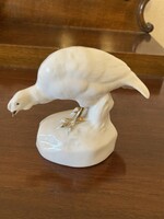 Zsolnay  antik porcelán figura gyöngytyúk aranyozott 20-30-as évekből
