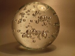 Buborékos levélnehezék üveg dísz 1275 g muránói vagy cseh üvegremek