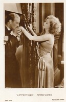 Képeslap: Külföldi színészek, Conrad Nagel, Greta Garbo.