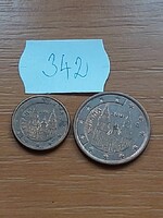 SPANYOLORSZÁG 1 + 5 EURO CENT 2005, 2001 Acél réz bevonattal, Santiago de Compostela, katedrális 342