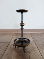 Régi iparművész bronz gyertyatartó medve lábakon