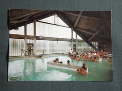 Képeslap,Mezőkövesd,Zsóri gyógyfürdő,strand,fedett medence látkép,részlet 1972-