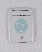 1U917 Hollóházi porcelán emlékplakett - Felszabadulási kupa 1987 I.