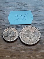 OLASZORSZÁG 1 + 5 EURO CENT 2015, 2002  Acél réz bevonattal, Colosseum Róma,  338