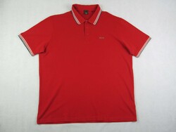 EREDETI HUGO BOSS (4XL / 5XL) ELEGÁNS RÖVID UJJÚ FÉRFI PIROS GALLÉROS PÓLÓ
