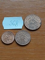 AUSZTRIA 1 + 2 + 5 EURO CENT 2004, 2002, 2008 VIRG, Acél réz bevonattal, 368