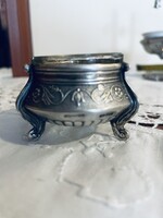 Retro IOMMET jelzett ezüstözött ,orosz kaviár/fűszertartó üveg betéttel.