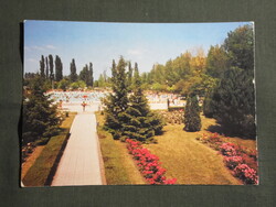 Képeslap,Mezőkövesd,Zsóri gyógyfürdő,strand,medence,park látkép,részlet 1988-