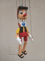 Fa faragott Pinokkió Pinoccio marionett bábú figura. Alkudható!