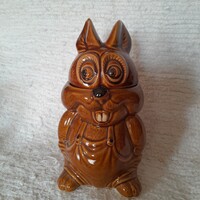 Porcelán húsvéti nyúl,nyuszi dísztárgy,bonbonier-cukorka tároló. 25 cm.