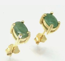 • Valódi, természetes smaragd drágaköves  sterling ezüst füli 925, 14K aranyozva  - új