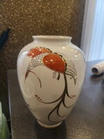 Német porcelán váza paradicsom madár díszítéssel