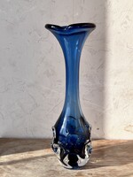 Kobalt kék kézműves üveg váza 28 cm (U0082)