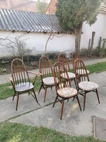 Mid Century Ercol Angol Étkező Székek / Fa / Pálcás / 6 db / Retró / Régi
