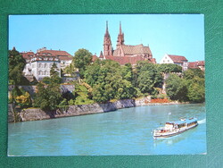 Képeslap Svájc 1971. Basel - a Rhein folyó partján, a katedrálissal